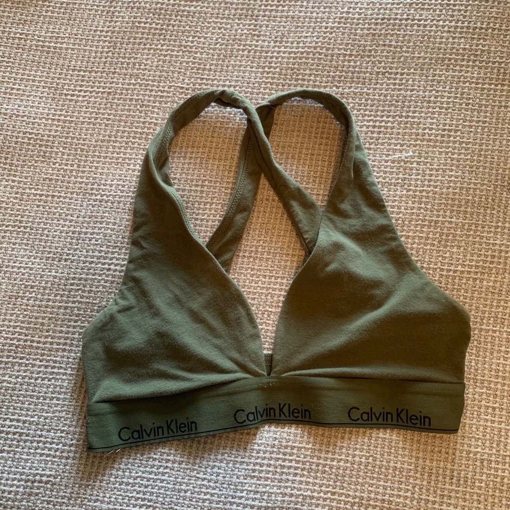 Army green Calvin Klein sports bra